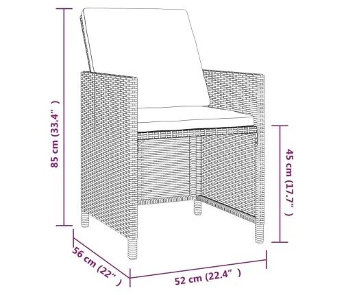 5-Daļīgs Dārza Mēbeļu Komplekts Ar Matračiem, Pe Rotangpalma Vidaxl