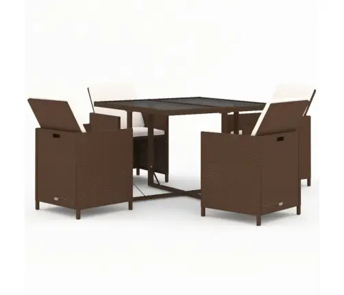 5-Osaline Aiamööbli Komplekt Patjadega, Polürotang, Pruun