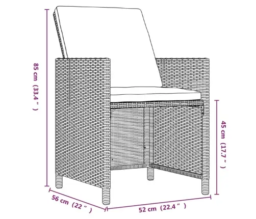 5-Osaline Aiamööbli Komplekt Patjadega, Polürotang, Pruun
