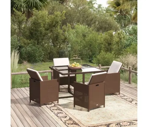 5-Osaline Aiamööbli Komplekt Patjadega, Polürotang, Pruun