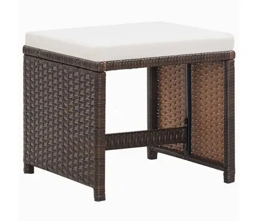 9-Daļīgs Dārza Mēbeļu Komplekts, Matrači, Brūna Pe Rotangpalma Vidaxl