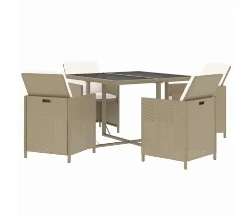 5-Daļīgs Dārza Mēbeļu Komplekts, Matrači, Bēša Pe Rotangpalma Vidaxl