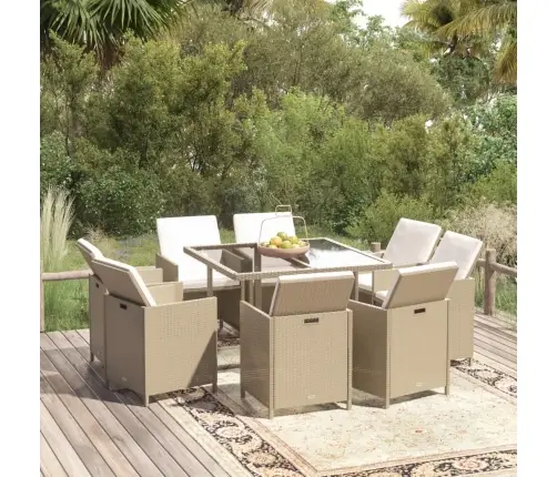 9-Daļīgs Dārza Mēbeļu Komplekts Ar Matračiem, Pe Rotangpalma Vidaxl