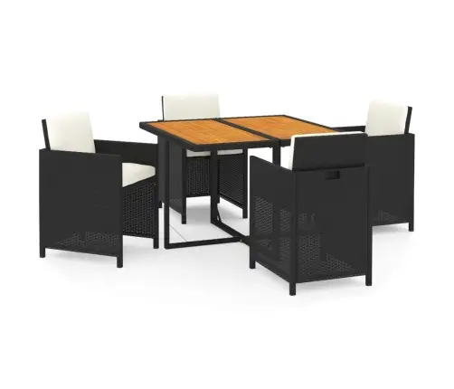 Sodo Komplektas Su Pagalvėlėmis, 5 Dalių, Juodas, Poliratanas