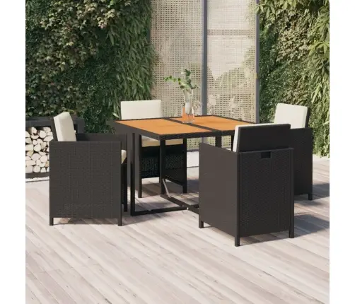 Sodo Komplektas Su Pagalvėlėmis, 5 Dalių, Juodas, Poliratanas