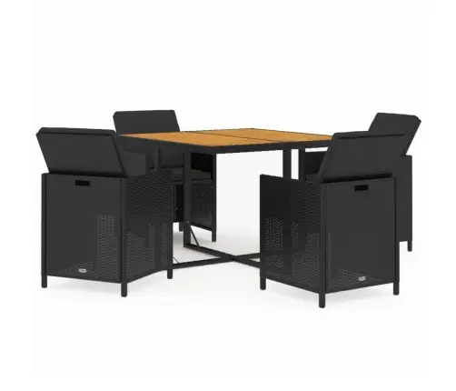 5-Osaline Aiamööbli Komplekt Patjadega, Must, Polürotang