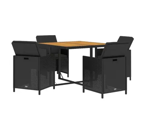 5-Osaline Aiamööbli Komplekt Patjadega, Must, Polürotang