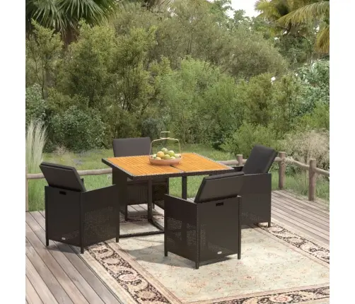 5-Osaline Aiamööbli Komplekt Patjadega, Must, Polürotang