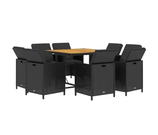 Sodo Komplektas Su Pagalvėlėmis, 9 Dalių, Juodas, Poliratanas