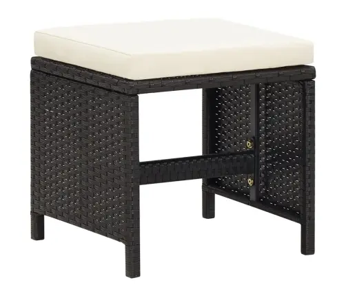 Sodo Komplektas Su Pagalvėlėmis, 9 Dalių, Juodas, Poliratanas