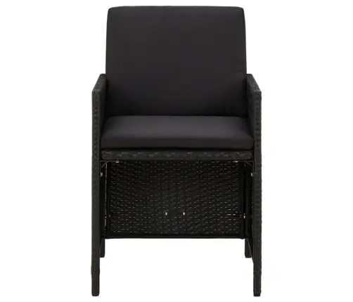 Sodo Komplektas Su Pagalvėlėmis, 9 Dalių, Juodas, Poliratanas