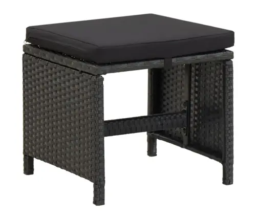 Sodo Komplektas Su Pagalvėlėmis, 9 Dalių, Juodas, Poliratanas