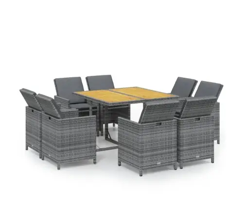 9-Daļīgs Dārza Mēbeļu Komplekts Ar Matračiem, Pe Rotangpalma Vidaxl