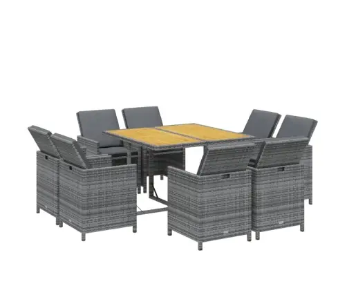 9-Daļīgs Dārza Mēbeļu Komplekts Ar Matračiem, Pe Rotangpalma Vidaxl