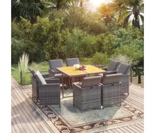 9-Daļīgs Dārza Mēbeļu Komplekts Ar Matračiem, Pe Rotangpalma Vidaxl