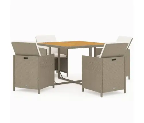 Sodo Komplektas Su Pagalvėlėmis, 5 Dalių, Smėlio, Poliratanas