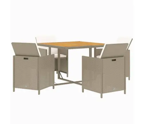 Sodo Komplektas Su Pagalvėlėmis, 5 Dalių, Smėlio, Poliratanas