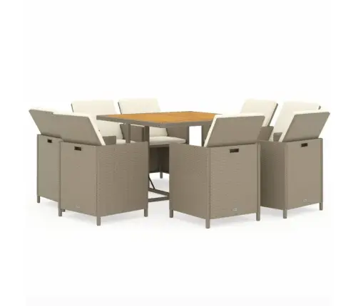 9-Daļīgs Dārza Mēbeļu Komplekts Ar Matračiem, Pe Rotangpalma Vidaxl