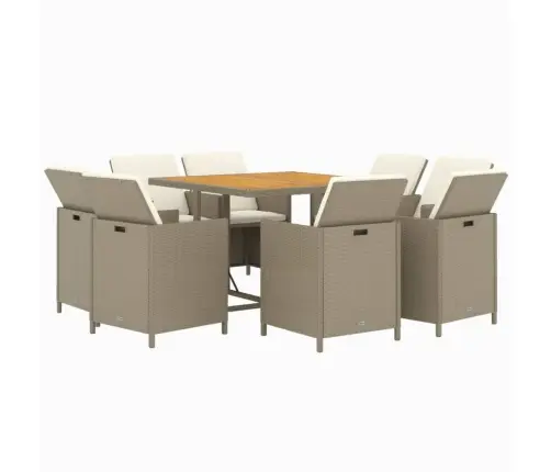 9-Daļīgs Dārza Mēbeļu Komplekts Ar Matračiem, Pe Rotangpalma Vidaxl