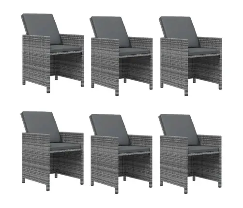 7-Daļīgs Dārza Mēbeļu Komplekts, Matrači, Pelēka Pe Rotangpalma Vidaxl