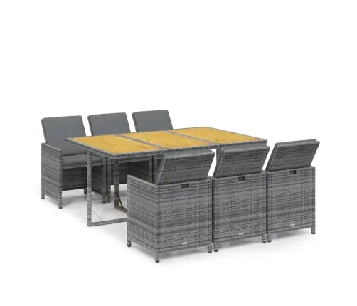 Sodo Komplektas Su Pagalvėlėmis, 7 Dalių, Pilkas, Poliratanas