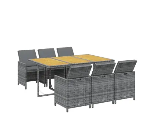 Sodo Komplektas Su Pagalvėlėmis, 7 Dalių, Pilkas, Poliratanas