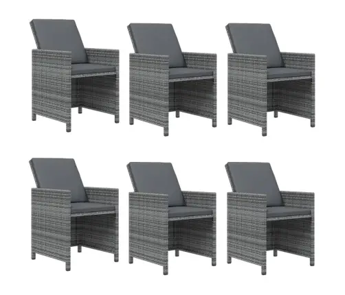 Sodo Komplektas Su Pagalvėlėmis, 7 Dalių, Pilkas, Poliratanas