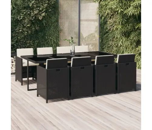 9-Osaline Aiamööbli Komplekt Patjadega, Must, Polürotang