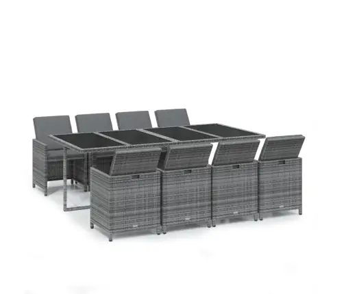 9-Daļīgs Dārza Mēbeļu Komplekts Ar Matračiem, Pe Rotangpalma Vidaxl