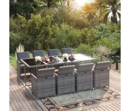 9-Daļīgs Dārza Mēbeļu Komplekts Ar Matračiem, Pe Rotangpalma Vidaxl