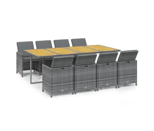 9-Daļīgs Dārza Mēbeļu Komplekts Ar Matračiem, Pe Rotangpalma Vidaxl