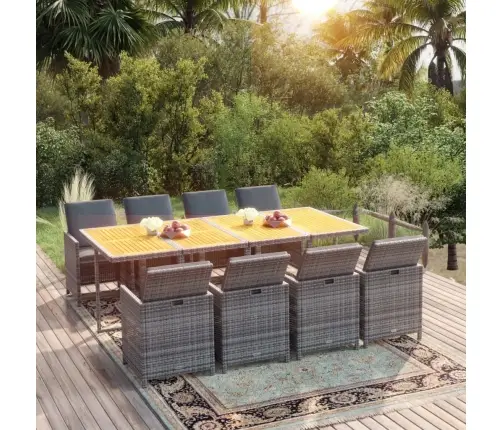 9-Daļīgs Dārza Mēbeļu Komplekts Ar Matračiem, Pe Rotangpalma Vidaxl