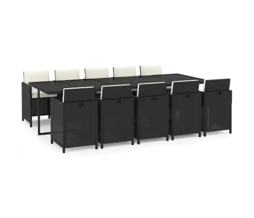 Sodo Komplektas Su Pagalvėlėmis, 11 Dalių, Juodas, Poliratanas