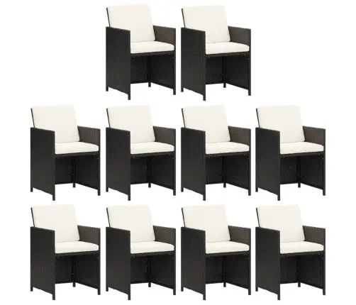 Sodo Komplektas Su Pagalvėlėmis, 11 Dalių, Juodas, Poliratanas