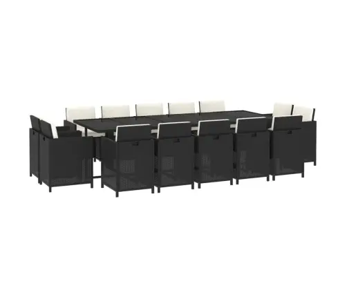 15-Daļīgs Dārza Mēbeļu Komplekts, Matrači, Melna Pe Rotangpalma Vidaxl