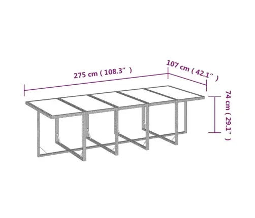 11-Osaline Aiamööbli Komplekt Patjadega, Polürotang, Hall