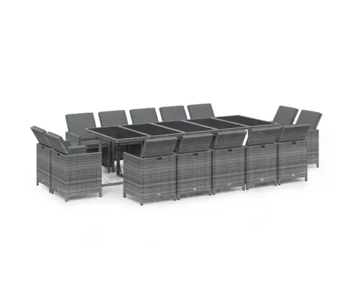 15-Osaline Aiamööbli Komplekt Patjadega, Polürotang, Hall