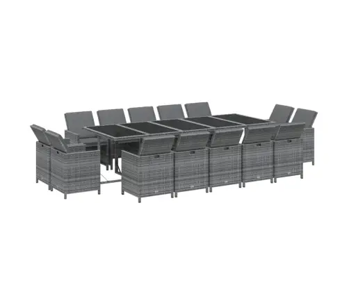 15-Osaline Aiamööbli Komplekt Patjadega, Polürotang, Hall