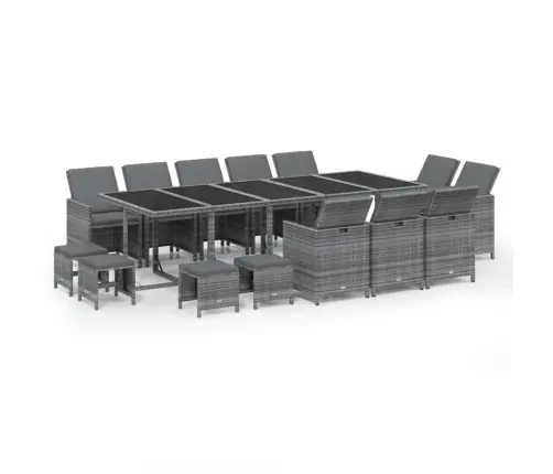 15-Daļīgs Dārza Mēbeļu Komplekts Ar Matračiem, Pe Rotangpalma Vidaxl