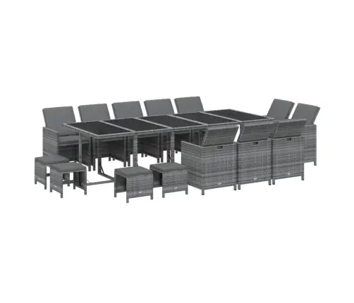 15-Daļīgs Dārza Mēbeļu Komplekts Ar Matračiem, Pe Rotangpalma Vidaxl