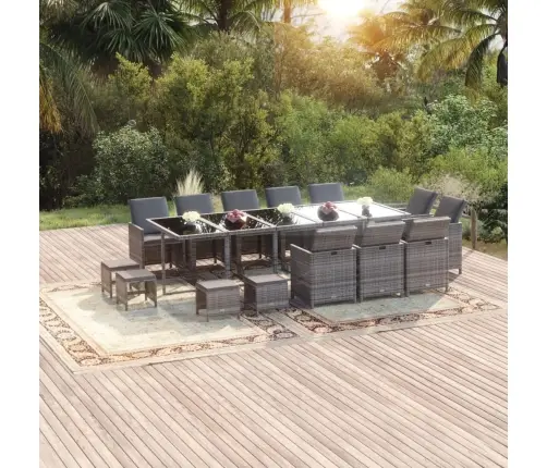 15-Daļīgs Dārza Mēbeļu Komplekts Ar Matračiem, Pe Rotangpalma Vidaxl