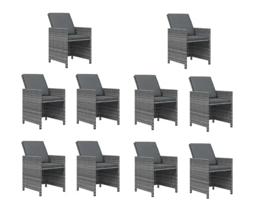 Sodo Komplektas Su Pagalvėlėmis, 11 Dalių, Pilkas, Poliratanas