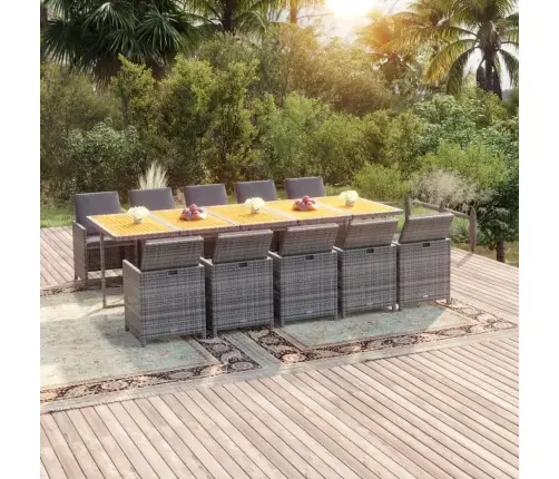 Sodo Komplektas Su Pagalvėlėmis, 11 Dalių, Pilkas, Poliratanas