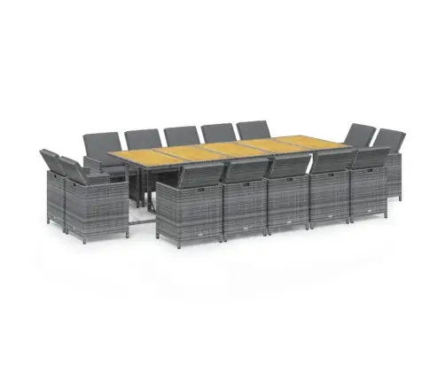 Sodo Komplektas Su Pagalvėlėmis, 15 Dalių, Pilkas, Poliratanas