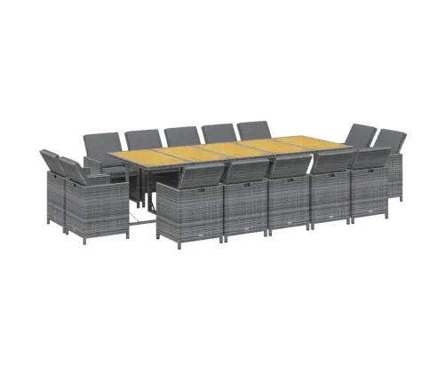 Sodo Komplektas Su Pagalvėlėmis, 15 Dalių, Pilkas, Poliratanas