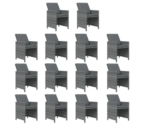 Sodo Komplektas Su Pagalvėlėmis, 15 Dalių, Pilkas, Poliratanas