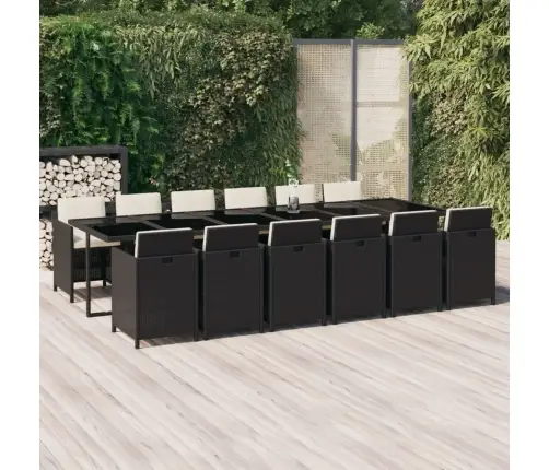 13-Osaline Aiamööbli Komplekt Patjadega, Polürotang, Must