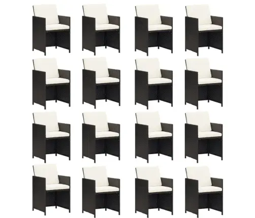 Sodo Komplektas Su Pagalvėlėmis, 17 Dalių, Juodas, Poliratanas