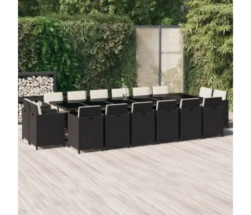 Sodo Komplektas Su Pagalvėlėmis, 17 Dalių, Juodas, Poliratanas