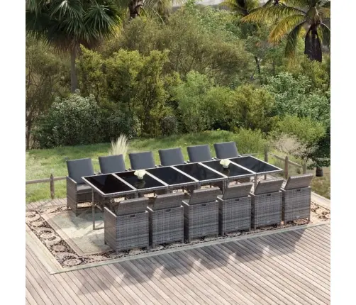 13-Daļīgs Dārza Mēbeļu Komplekts Ar Matračiem, Pe Rotangpalma Vidaxl